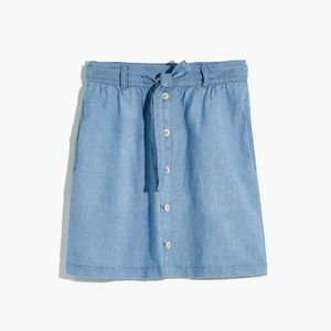 Madewell Denim Button-Front Tie Mini Skirt